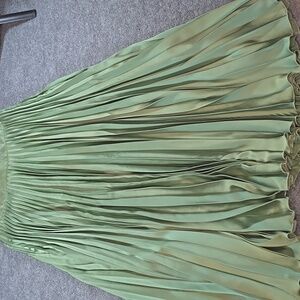 Abercrombie & Fitch Satin Pleated Midi Skirt Green Size Small